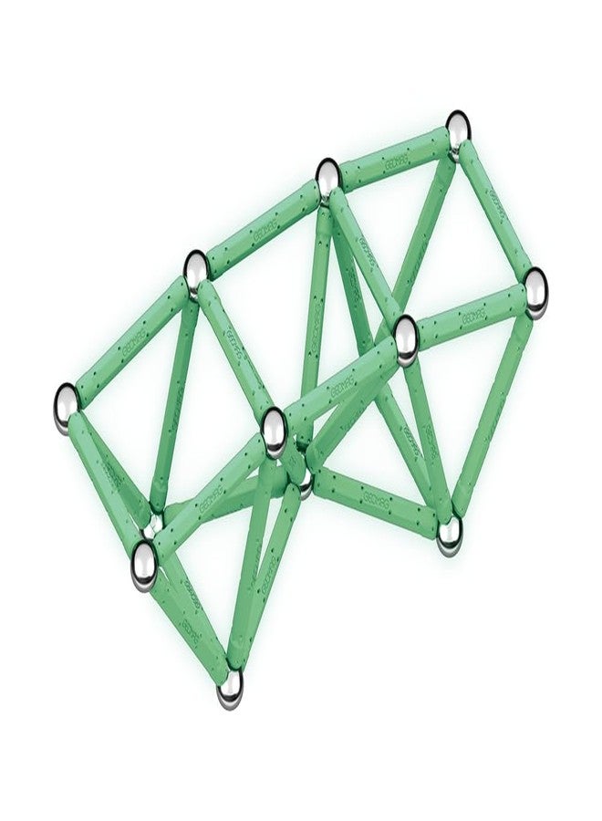 GEOMAG, Glow Recycled, Magnetic Constructions with Glow Effect, Magnetic Bars Glowing in The Dark, 60-Piece Pack, 100% Recycled Plastic, White - Image 2